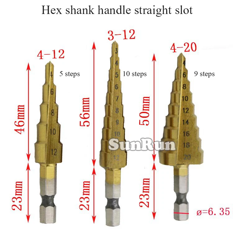 Маленький 3 шт. метрический шестигранный пагода сверление металла сверление метрический Шаг сверло отверстие шестигранный хвостовик Прямой рейка с прорезями сверло