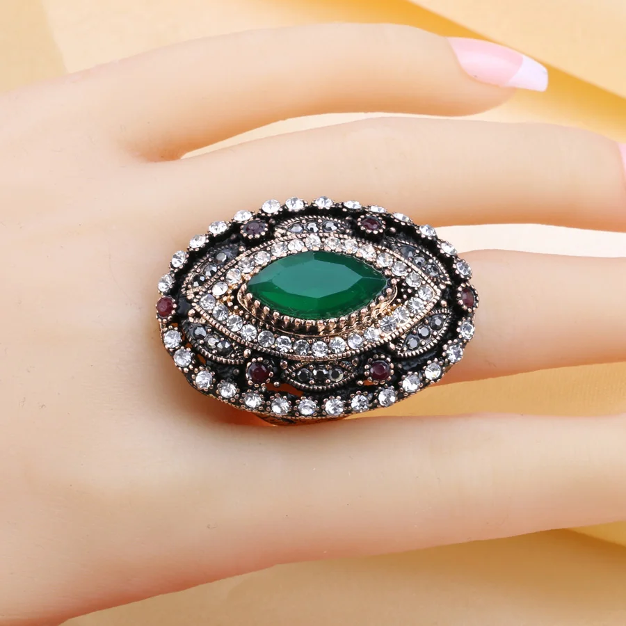 Wbmqda супер Винтажное кольцо коллекция Мода Античное золото кристалл смолы вечерние кольца для женщин Свадебные ювелирные изделия оптом