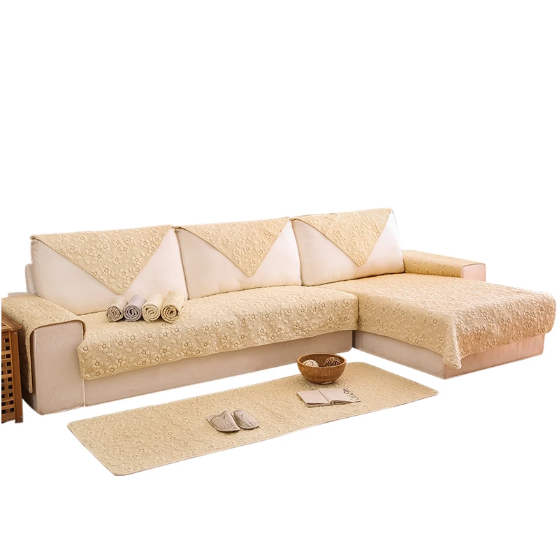 Двусторонняя хлопковая подушка для дивана 3D Цветочный узор вышивка sofacover простой современный нескользящий чехол для дивана четыре сезона универсальный