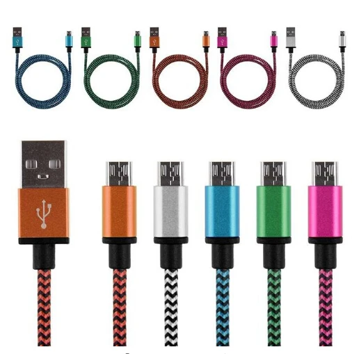 

New 2 Meters Sale Braided Fabric Micro USB 2.0 V8 Cord Data &Sync Charger Chargering Cable For Android IOS Phone Accessories