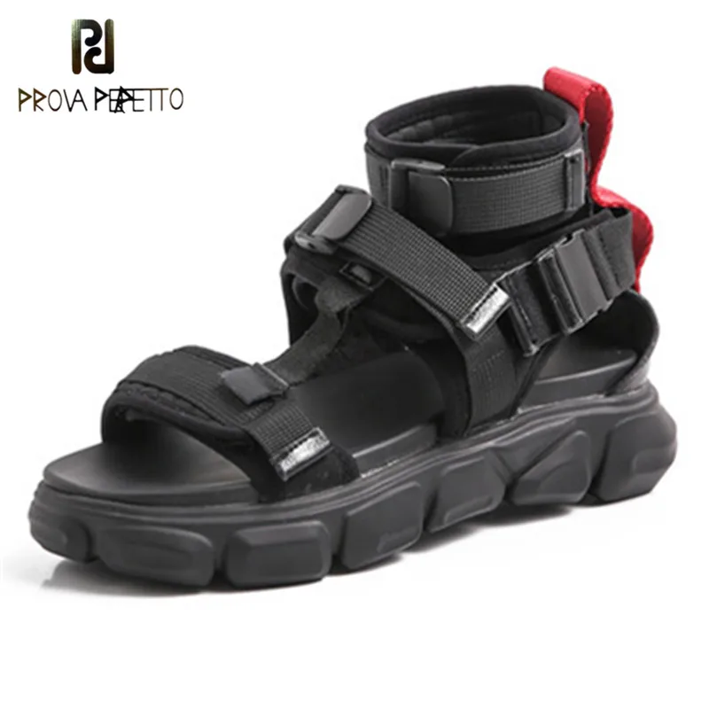 

Prova Perfetto Punk Buckle High Boots Shoes Summer Sandals Women Flat Platform Footwear Fashion Comfortable Casual Shoes Femme