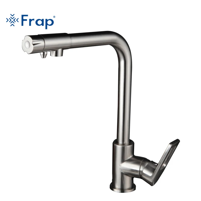 

Frap Nickel Brushed Kitchen Faucet Right Angle 360 Degree Rotation Water Purification Features Single Handl torneira F4372-5