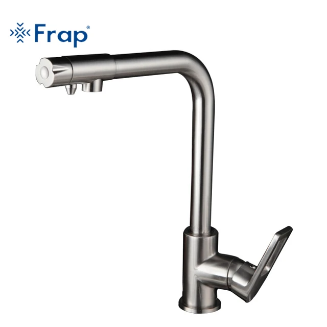 Cheap Frap Nickel Brushed Kitchen Faucet Right Angle 360 Degree Rotation Water Purification Features Single Handl torneira F4372-5