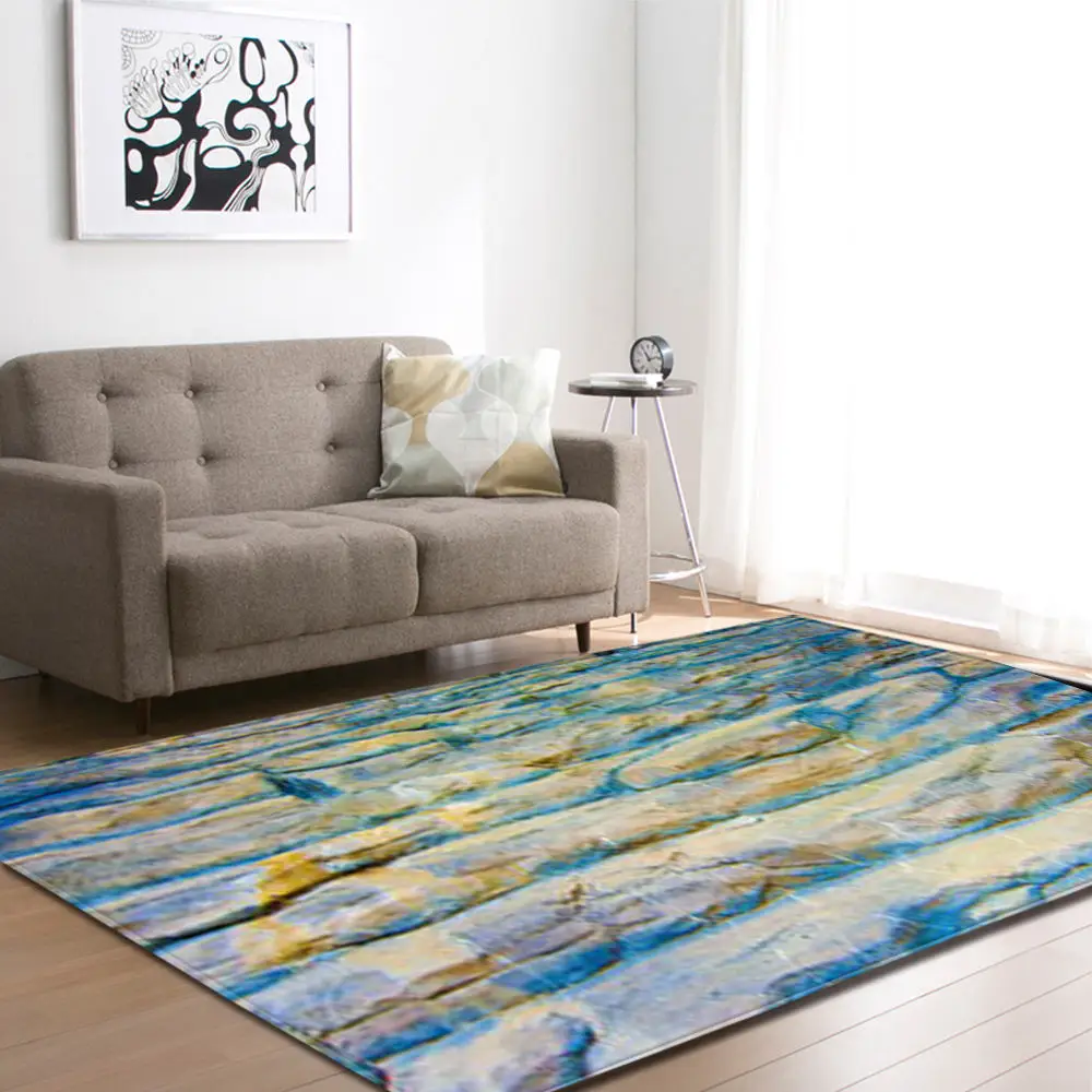 

Nordic Stones Pattern Carpets Soft Flannel Area Rugs Parlor Tea Table Anti-slip Bedroom Bedside Mat Rug Living Room Large Carpet