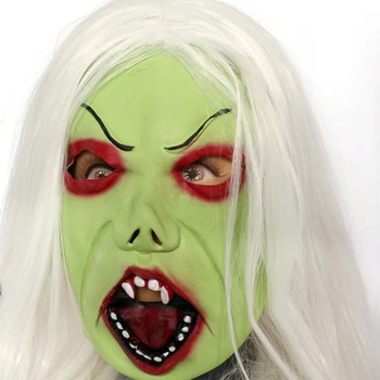 

White witch green latex mask of terror Halloween skeleton face sleeve dress up props simulation Tricky Toys Free shipping