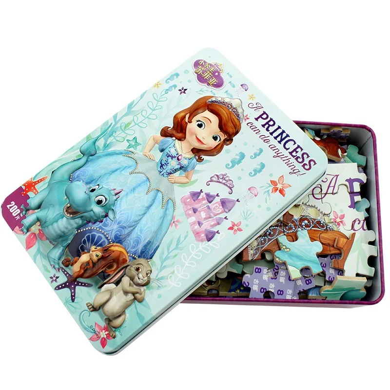 

Disney'S 2020 New Children Gifts Little Princess Sophie Iron Box Wooden Puzzle 200 5-6-7 Years Old Children'S Intelligence Toys