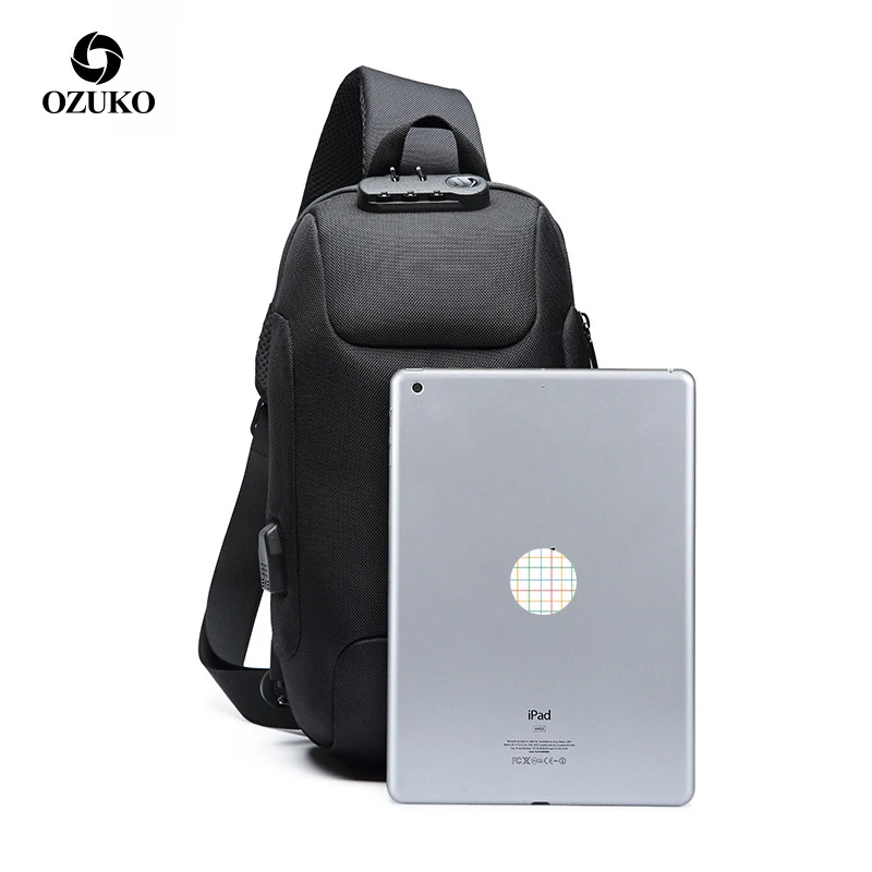 

OZUKO Chest bags Men Fashion 2019 Brief Urban casual Packs cross body bags Brand New design pockets trendy Multi layers Ipad