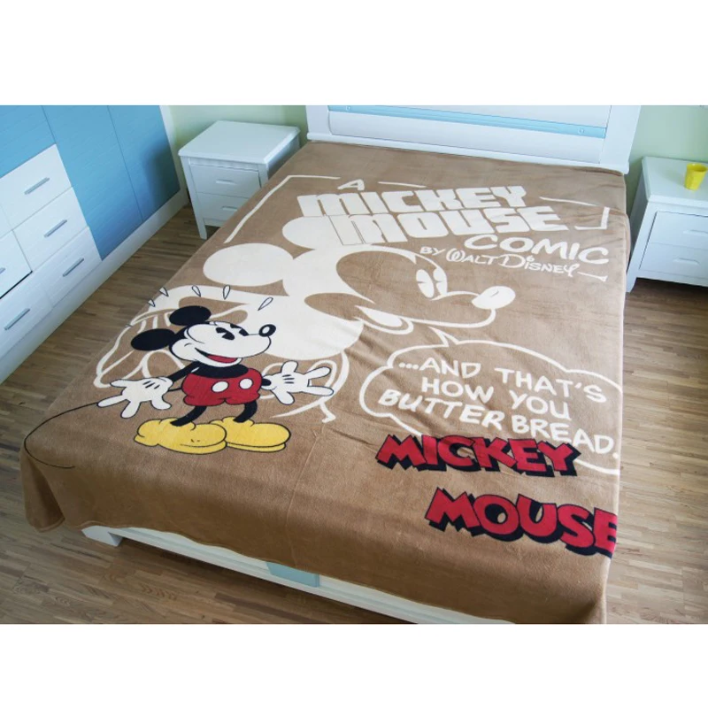 Коричневое Флисовое одеяло Disney с Микки Маусом зимнее удобное теплое для детей и