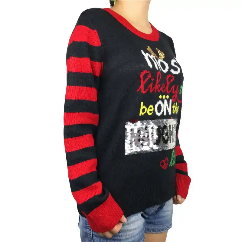 sequin ugly christmas sweaters