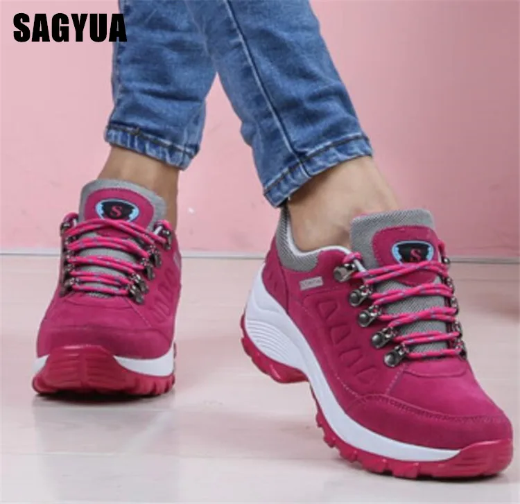 

Large size Women shoes Thick bottom Casual shoe lacing Platform Sneakers Fashion slip on Breathable ladies Heightening shoe A606