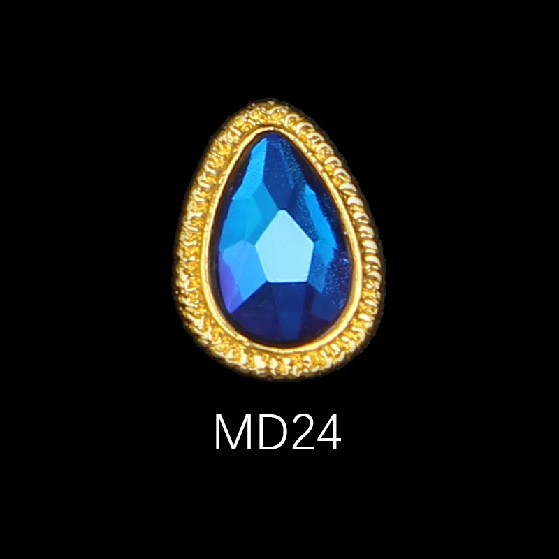 Korea Trend Nail Jewelry Style 10/30pcs Latest Metal Bezel Water Drop Stone Design 3D Nail Art Alloy Jewelry - Цвет: MD24