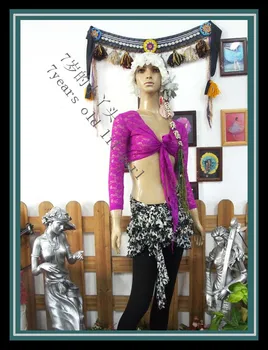 

.Lace belly dance top Gypsy Bohemian top korea lace 9 sleeve top DM57