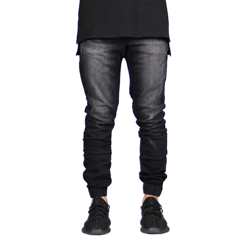 Men Jeans Fashion Stretch Denim Joggers Hip Hop Denim Jogger Pants For Men Fashion Black Blue Mens Skinny Biker Jeans