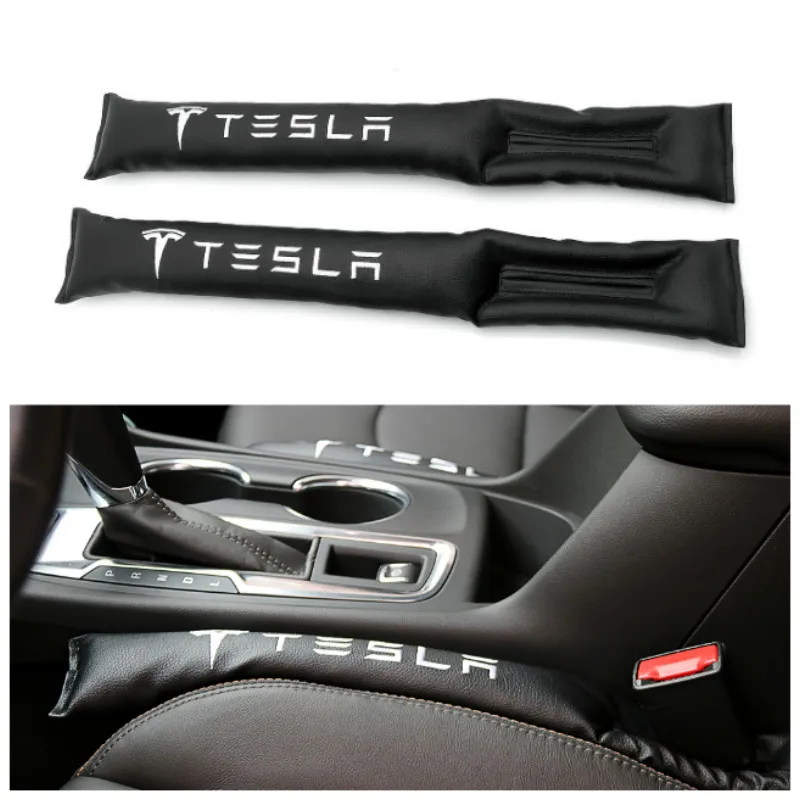 

2x Car Styling Seat Gap Filler Organizer Leak Proof Pad PU Leather Fit for tesla Car Accessories Sticker for Tesla MODEL 3 X S