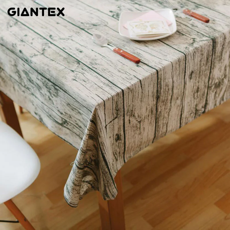 

GIANTEX Wood Grain Pattern Decorative Table Cloth Cotton Linen Tablecloth Dining Table Cover For Kitchen Home Decor U1098