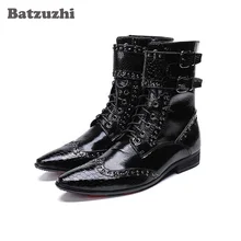 Batzuzhi Fashion Leather Boots Men Pointed Toe Military botas hombre Men Korean Black Dress Ankle Boots Male Buckles, Big US6-12 цена Batzuzhi Fashion Leather Boots Men Pointed Toe Military botas hombre Men Korean Black Dress Ankle Boots Male Buckles, Big US6-12 цены онлайн