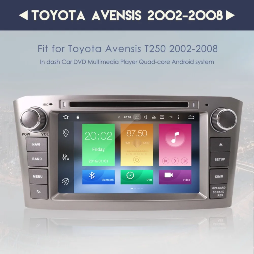 

Android 8.1 Car CD DVD Player GPS Navigation For Toyota Avensis 2002-2008 T250 multimedia headunit 2 DIN radio tape recorder IPS