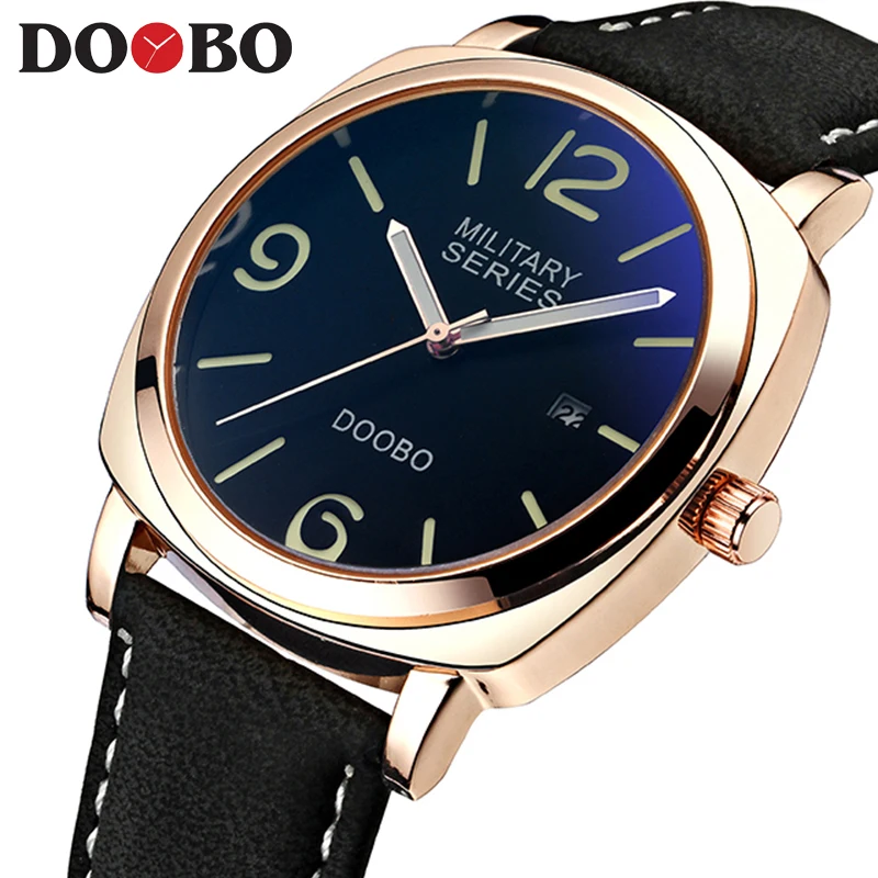 

Luxury Brand Black Watch Men Leather Reloj Hombre Quartz Sport Business Rose Gold Sports Date Wristwatches Relogio Masculino