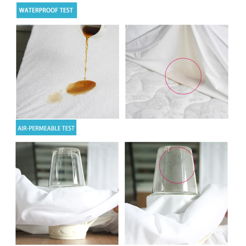  Waterproof Mattress Protector with Elastic Solid Color Mattress Cover Anti Mite Bed Bug Proof Fitte