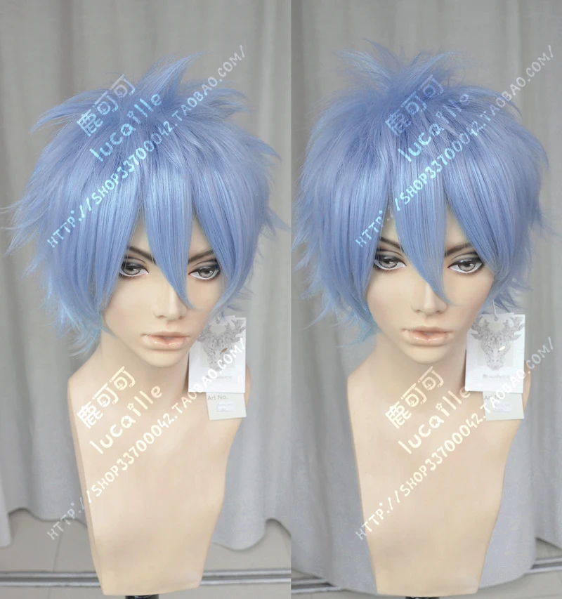 Anime Servamp Kuro Cosplay Wig Short Light Blue Heat Resistant Synthetic Hair Wigs+ Wig Cap