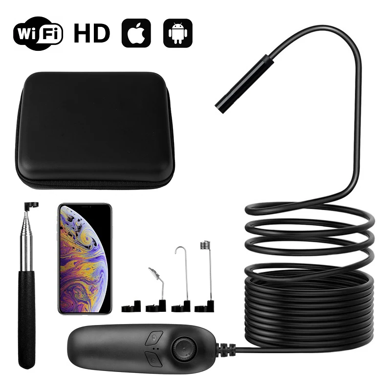 

Y12 5m Semi-rigid cable wifi borescope inspection camera 8MM lens tube IP68 waterproof snake endoscopic camera black gift box