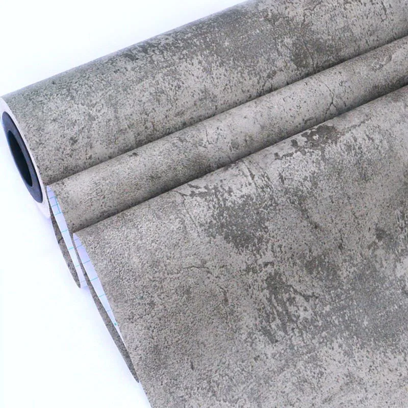 خمر رمادي الاسمنت ورق حائط PVC الذاتي لاصق Lnternet مقهى المعيشة غرفة خلفية ديكور ملصقا مجلس الوزراء خلفية مقاومة للمياه