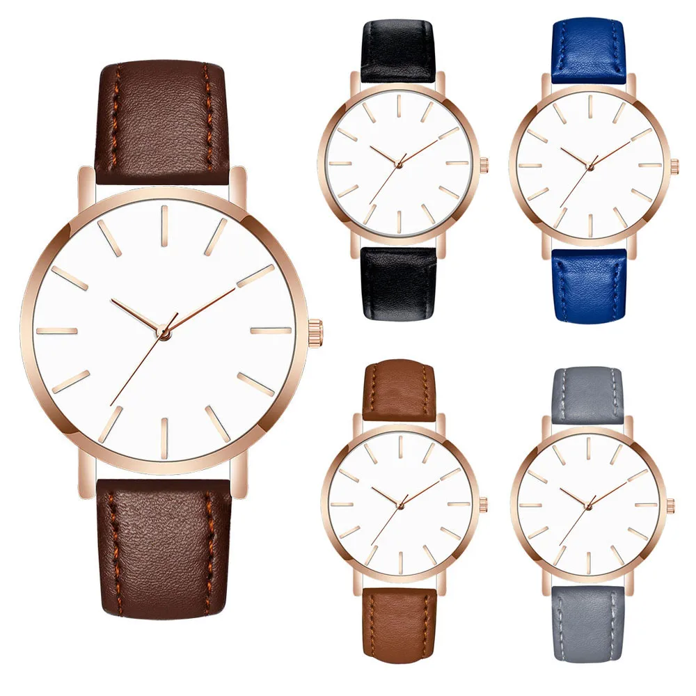 

Men Leather Band Analog Quartz Round Wrist Watch Watches wall clock modern design sticker watches strap montre femme