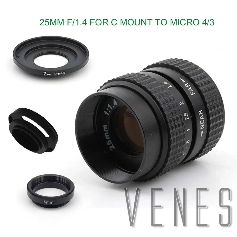 ТВ объектив VENES 25 мм f/1 4 CC для EOS M Micro 4/3/для Pentax Q Nex FX NI1 + бленда объектива макро