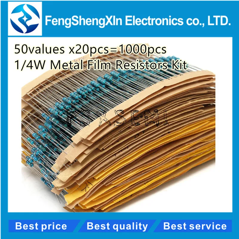 

50values x20pcs=1000pcs 1/4W 1% Metal Film Resistors Kit free shipping