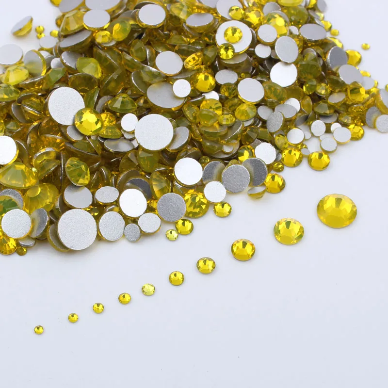 

New Citrine Mix size SS3-SS30(1200PCS) Decorations Stone for Nail Art For Nails 3D Nail Art Deco Glue on free shipping