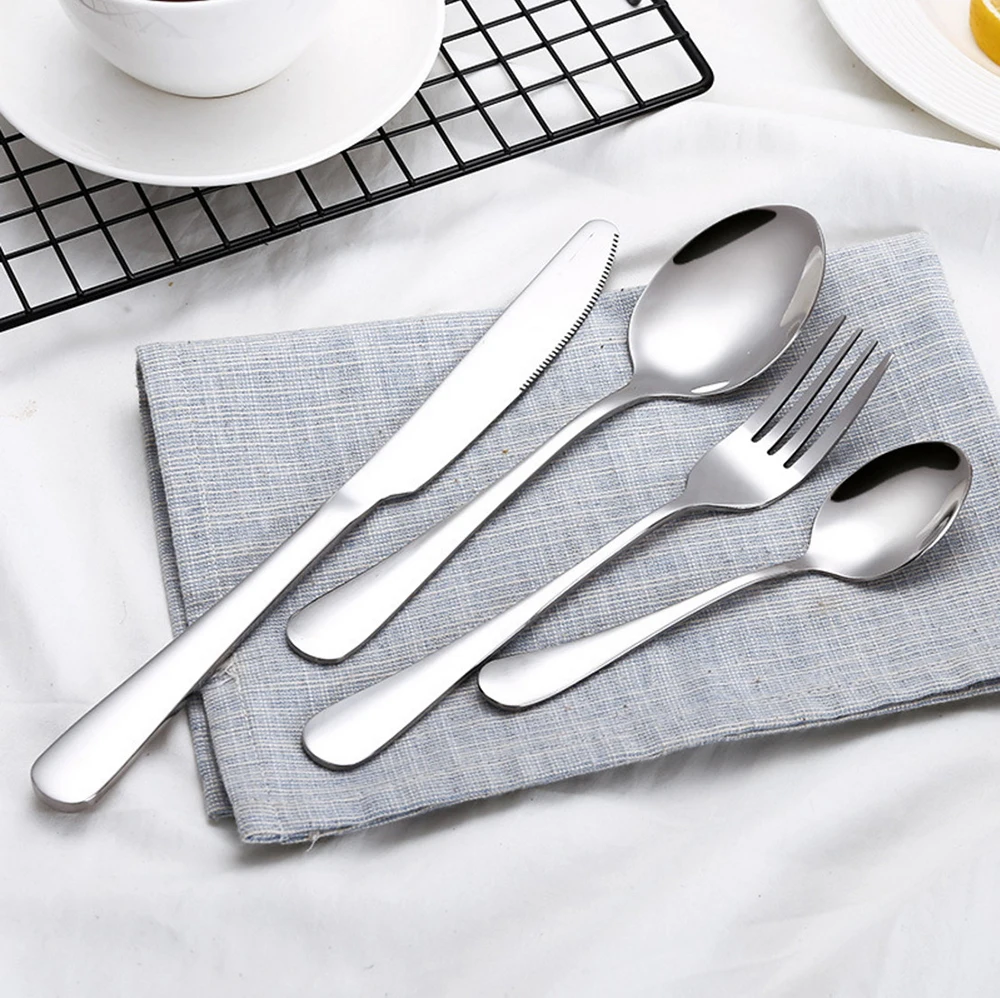 

High-end cutlery 4 pcs Silver color stainless steel knife and creative Western steak fork and spoon christmas tableware set