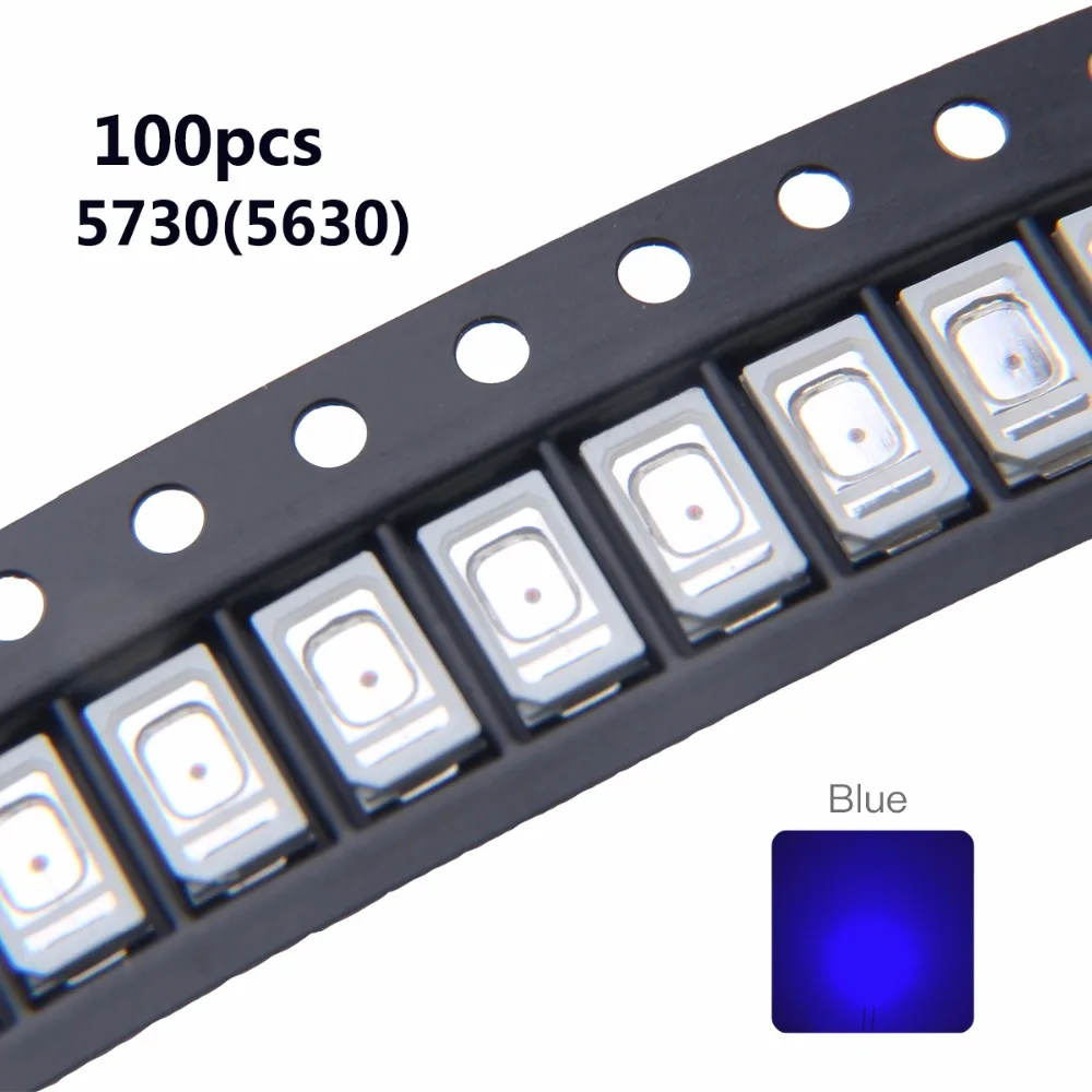 100pcs SMD 5730 5630 светодиодный чип синий 0,2 W ультра яркий 460-470nm 60mA 3V светодиодный светильник, излучающая Диодная лампочка 0,2 Вт поверхностного монтажа бусины