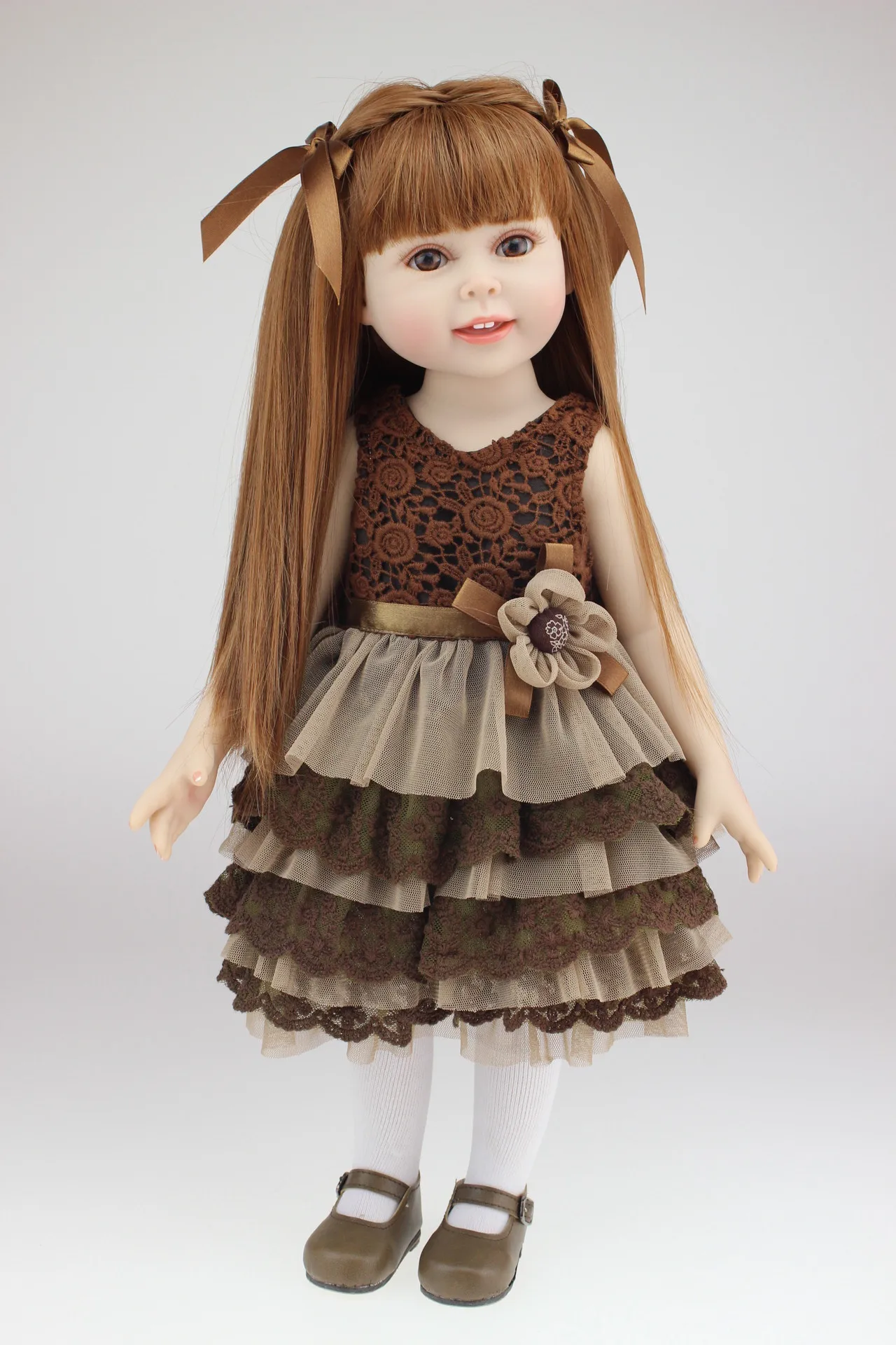 

45CM Simulation Cute Princess Long Hair Girl Doll Silicone Kawaii DIY Tresses for Dolls Dress Up Set Reborn Dolls Kids Toys