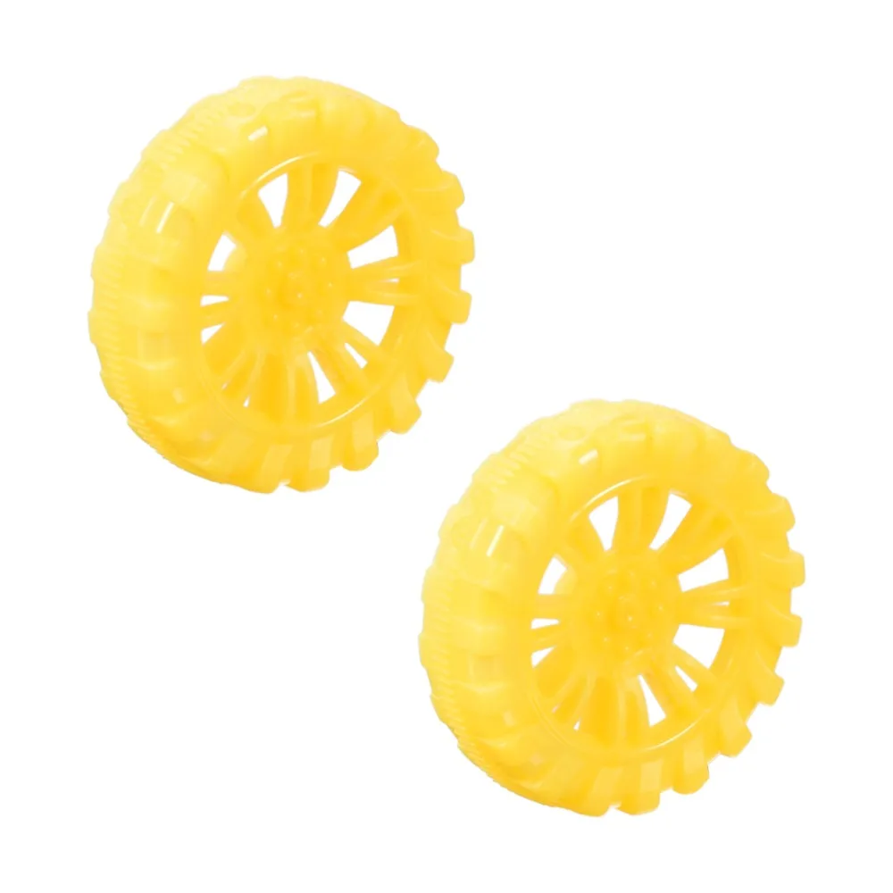 UXCELL Hot 2pcs Rubber 2mm Inner Hole Dia Toy Car Wheel for RC Remote Control Airplane DIY Assemble Toys Black Yellow Blue Green