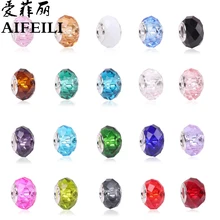 AIFEILI Fashion 20 Colors DIY Glass Beads Fit Pandora Charms Bracelets Necklaces 13 9 5mm European