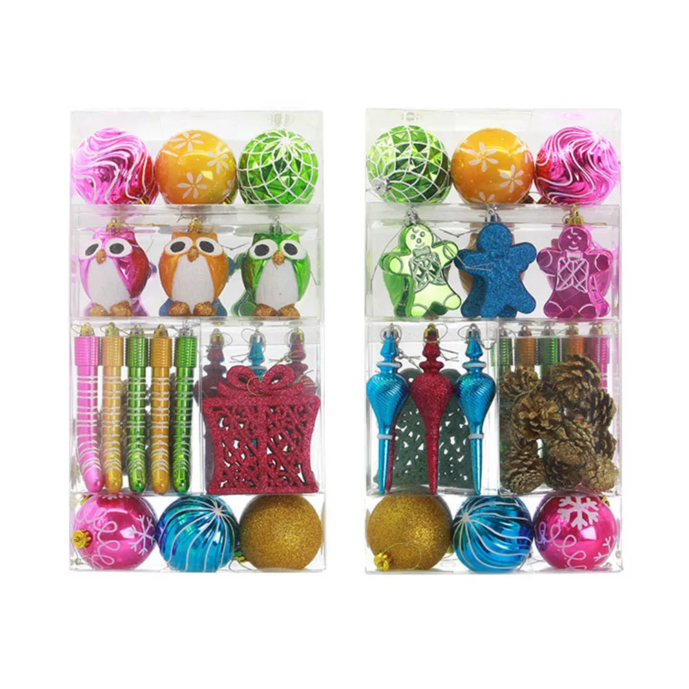 Conjunto de adornos colgantes de árbol de Navidad de 52 piezas, juego de decoración de Pinecone de bolas de plástico VA88 Conjunto de adornos colgantes de árbol de Navidad de 52 piezas, juego de decoración de Pinecone de bolas de plástico VA88