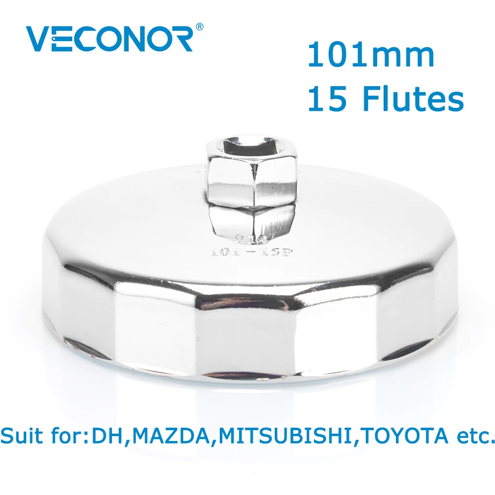 

Veconor 1/2" Square Dr.Steel 101mm Oil Filter Wrench Cap Housing Tool Remover 15 Flutes Universal For DH MAZDA MITSUBISHI TOYOTA