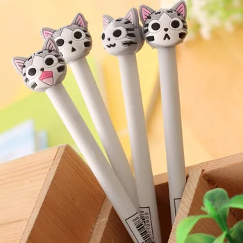 

4pcs/lot 0.5mm New Arrival Cute Cheese Cat Gel Ink Pen Promotional Gift Stationery School & Office Supply FOD