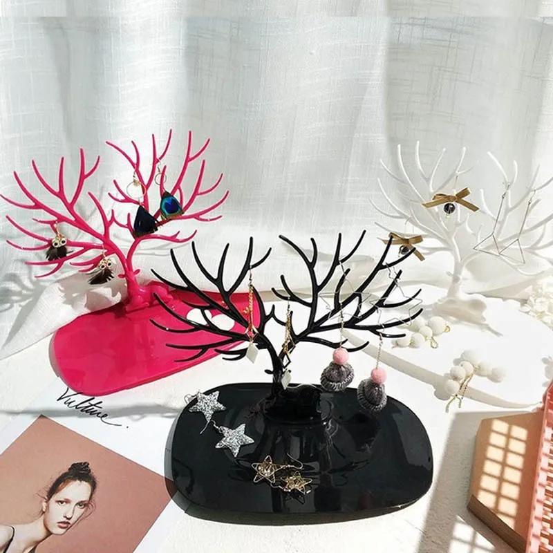 

Hot Sale Jewelry Organizer 3 Color Necklace Earring Deer Stand Display Holder Show Rack Display Necklace Organizer Free Shipping