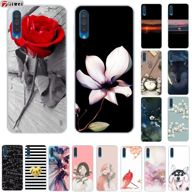 

For Coque Samsung A50 Case Silicone Soft TPU Cover For Samsung Galaxy A50 Cases Funda A 50 A505 Case Rose Flower Cute Capas
