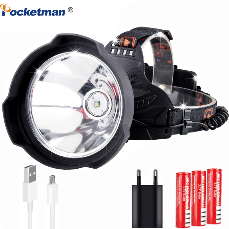 

LED headlamp 35000 Lumens Headlight USB Rechargeable Super Bright LED Hardhat Light,Hard Hat Head Lamp Powerful use 18650