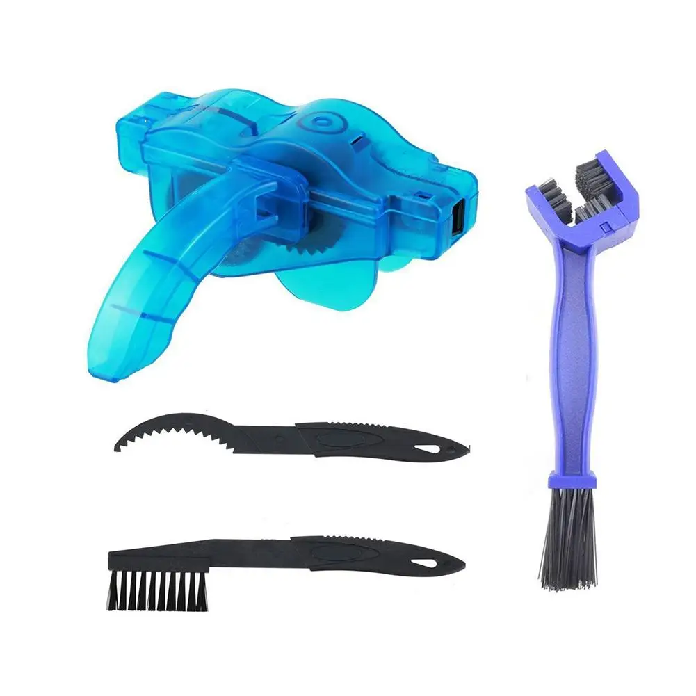 Discount 4Pcs/Set Portable Bicycle Chain Cleaner Bike Clean Machine Brushes Scrubber Wash Tool Mountain Cycling Cleaning Accessories S3 0