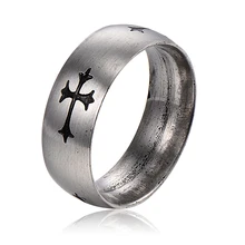 Vintage Cross Titanium Stainless Steel Ring For Men Jewelry Sliver 8mm Wide Luck Rings For Women Men Wholesale