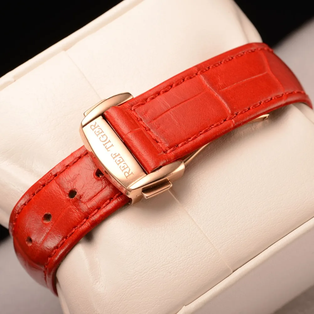 Reef Tiger/RT Топ Бренд роскошные женские часы розовое золото автоматические Relogio Feminino