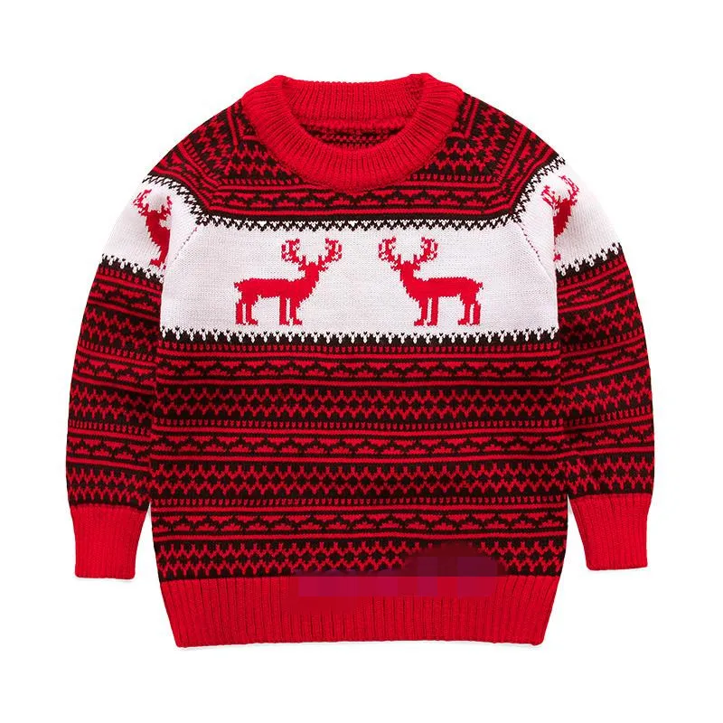 Funfeliz; Детские Рождественские свитера; Детский Зимний пуловер; цвет красный, серый; вязаный свитер с воротником под горло для мальчиков и девочек; От 4 до 9 лет - Цвет: red
