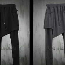 27-44! Новинка, Мужская одежда, повседневные шорты из искусственной кожи, 2 предмета, нестандартные джинсы, брюки, большие размеры, костюмы певицы