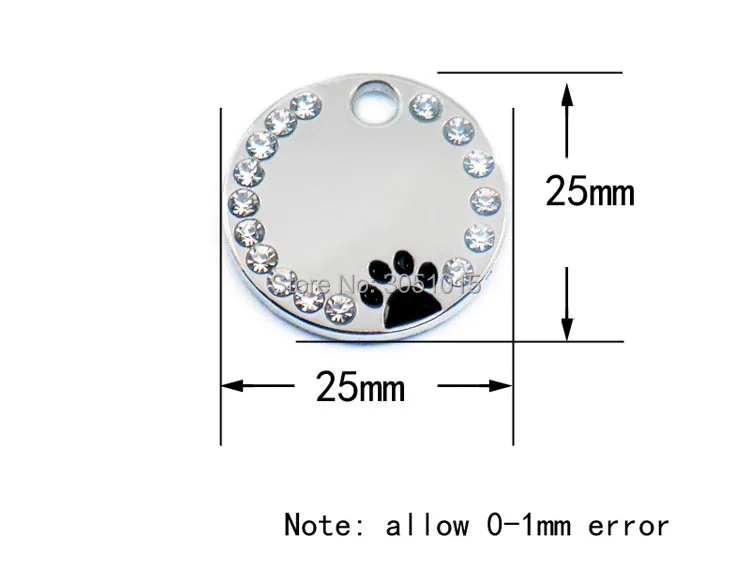100 шт Стразы милые кружочки Выгравированные лапы медальон для собаки из нержавеющей стали DIY значок для собаки Pet Shop для собаки персонализированные