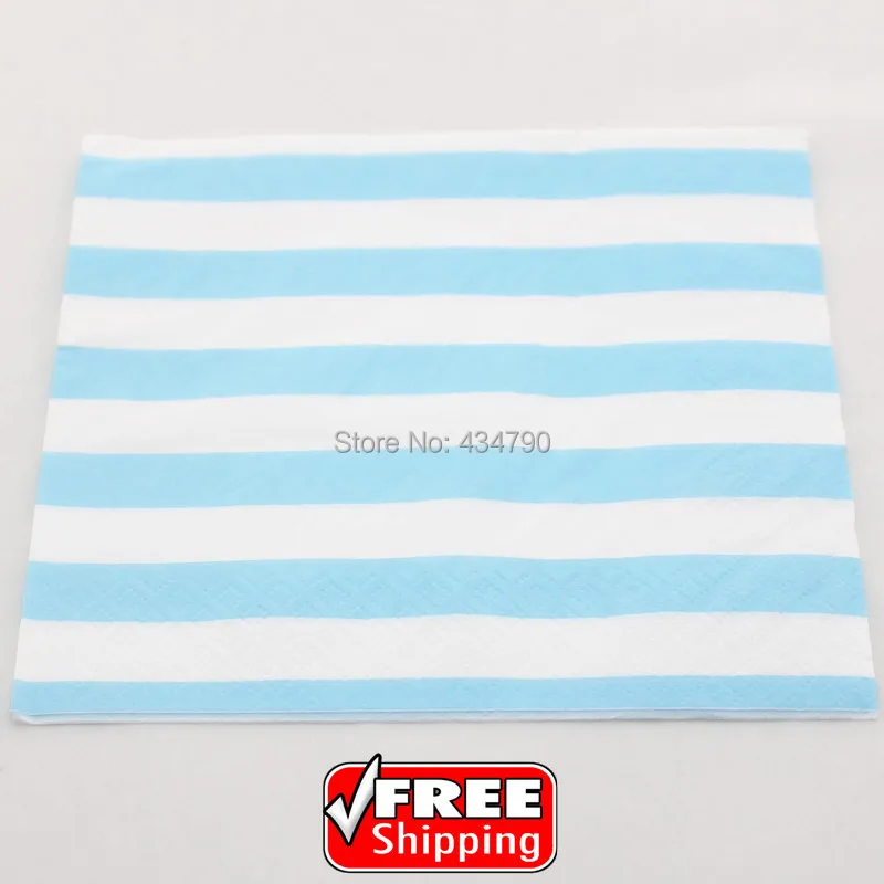 60pcs Blue Striped Wedding Paper Napkins,Baby Shower Birthday