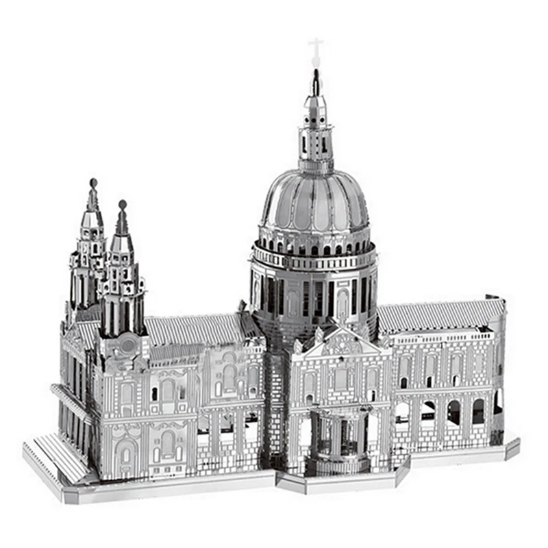 The world famous buildings 3D DIY Metal funny silver realistic St Paul's cathedral model Kid Puzzle Intelligent Educational Toys | Игрушки