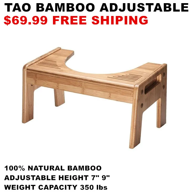 

Exclusive Luxury Foot Massage Squatty Potty Tao Bamboo Adjustable 7" 9" Height Handmade Toilet Stool For Your Bathroom
